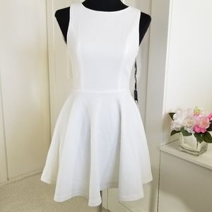 Lulus White Backless Waffle Skater Dress NWT